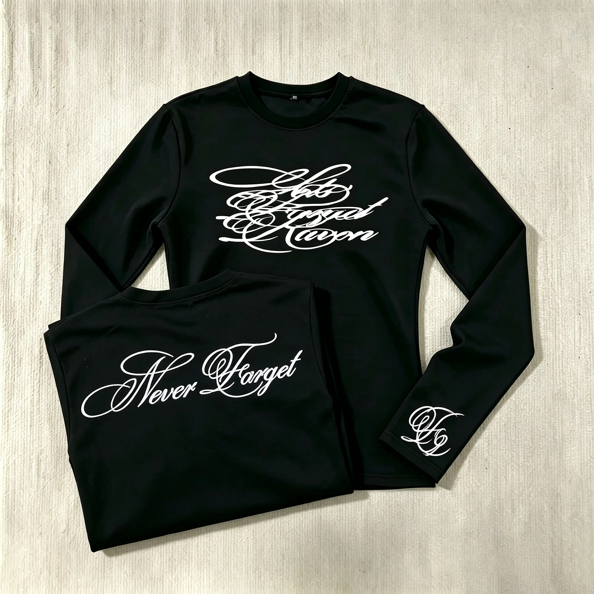 Dark American Vintage Y2K High Street Gothic Long Sleeve T-Shirt,Crew Neck,Lightweight Breathable Letter Print Trendy Casual Top