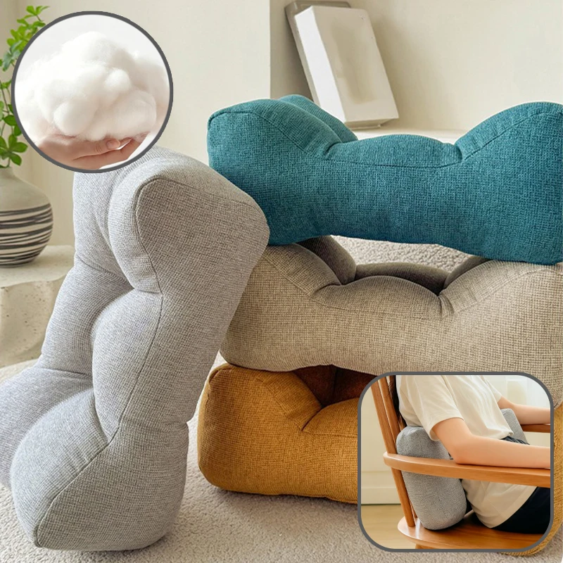 

Japanese Style Linen Lumbar Pillow Thickened Ergonomic Support Office Chair Cushion for Student Napping Back Pain Relieved
