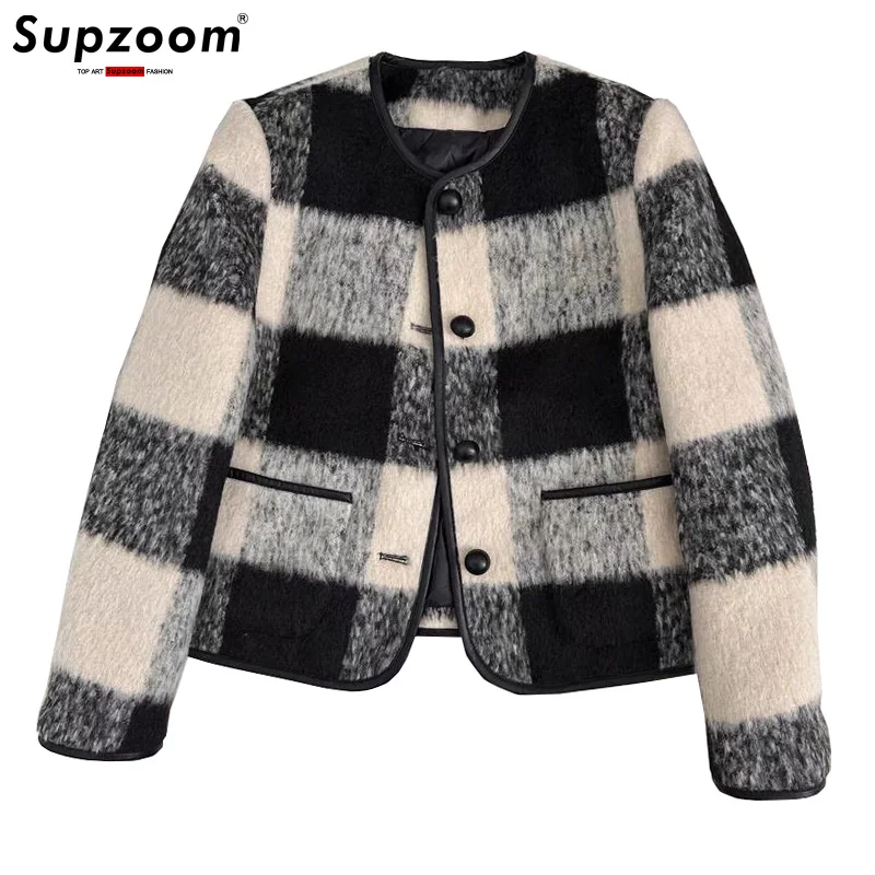 

Supzoom, Новое поступление, брендовая одежда, модный свободный кардиган, осенне-зимнее пальто в сетку, повседневная куртка на хлопковой подкладке