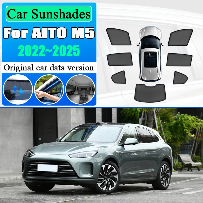

For AITO M5 2024 2022 2023 2025 Sun Shades Windshield Side Window Magnetic Sunshade Car Mesh Anti-UV Tools Sun Visor Accessories