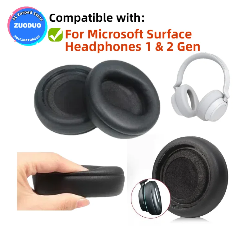 

For Microsoft Surface Headphones 1 & 2 Gen Sponge Cover Breathable Leather Mesh Ear Cover Protective Cover Headset Replacement