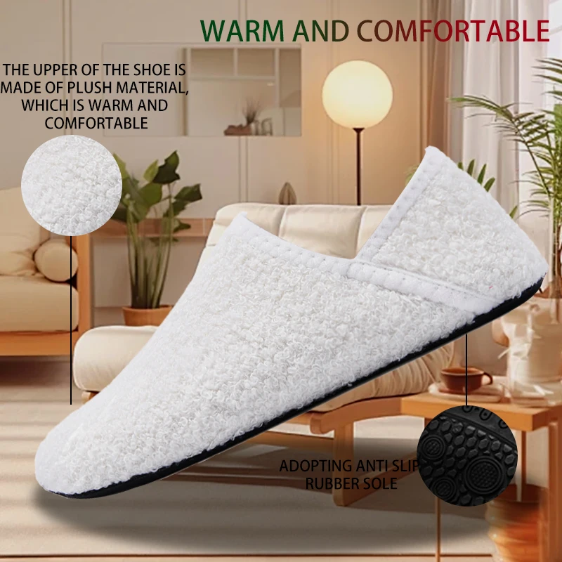 NEW Women's Men's Casual Soft Bottom Home Slippers Household Plush Slippers Anti-slip Thermal Slippers Indoor Winter Flats