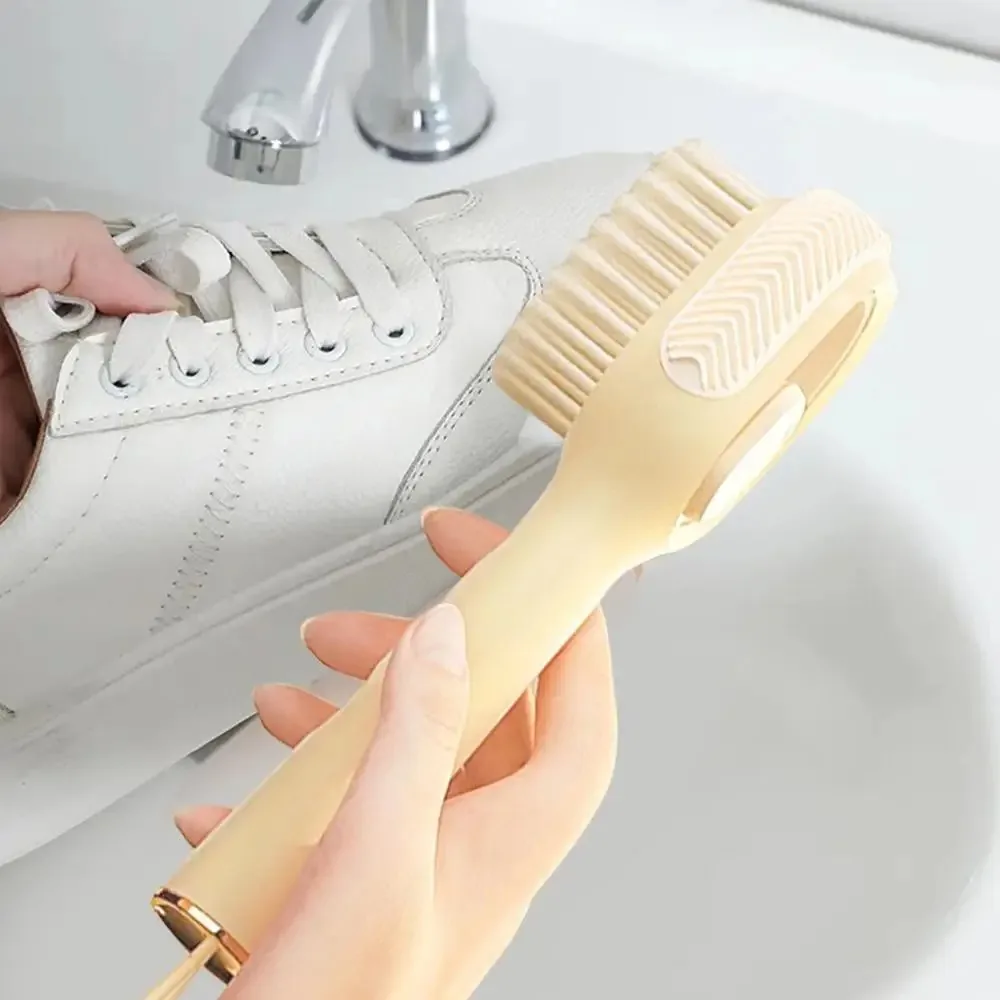 

2PCS Multifunctional Shoe Polishing Brush Long Handle with Lanyard Laundry Brush Hangable Liquid Shoe Brush Bathroom