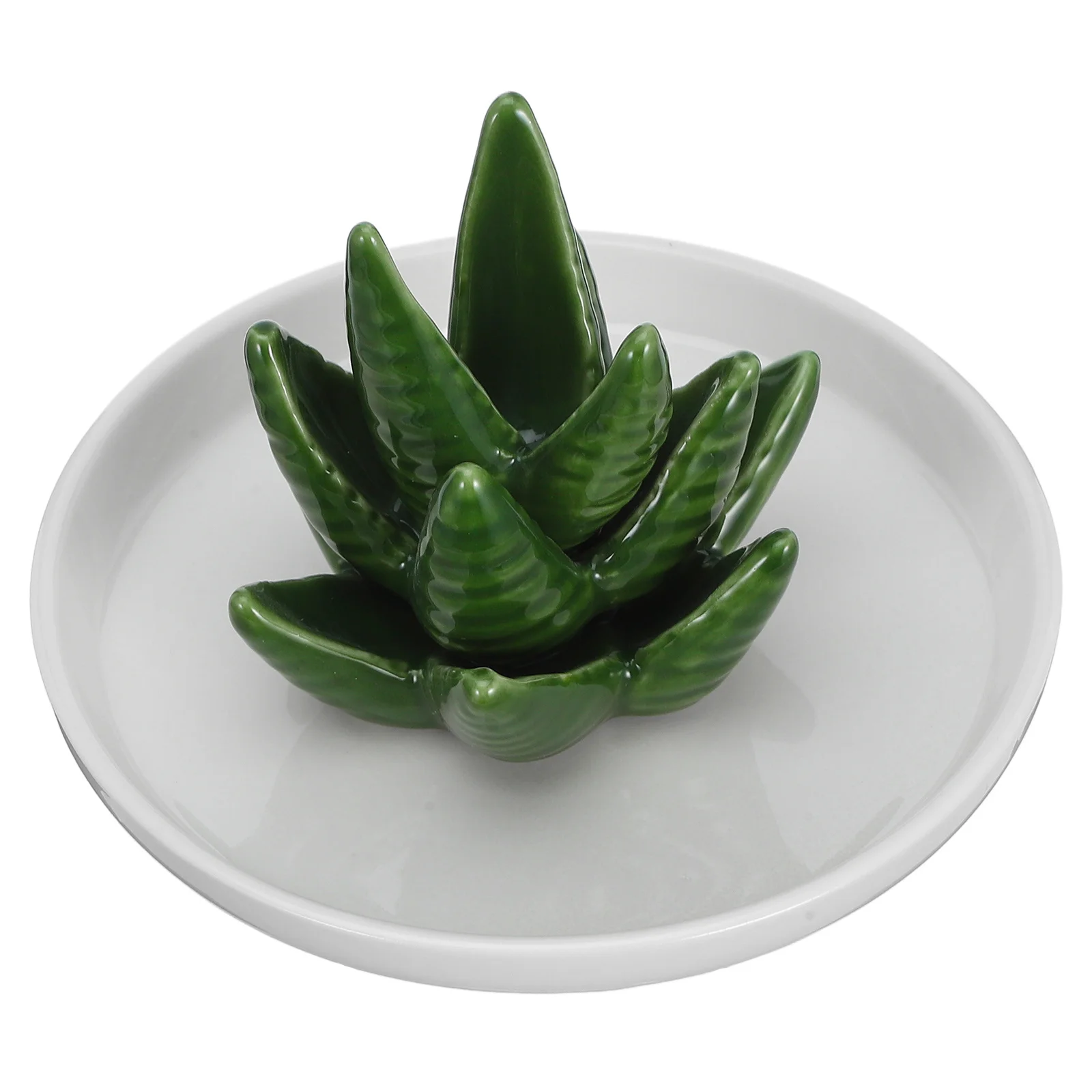 

Ceramic Ring Holder Jewelry Tray for Rings Necklaces Earrings Storage Decorative Succulent Design Home Bathroom Counter