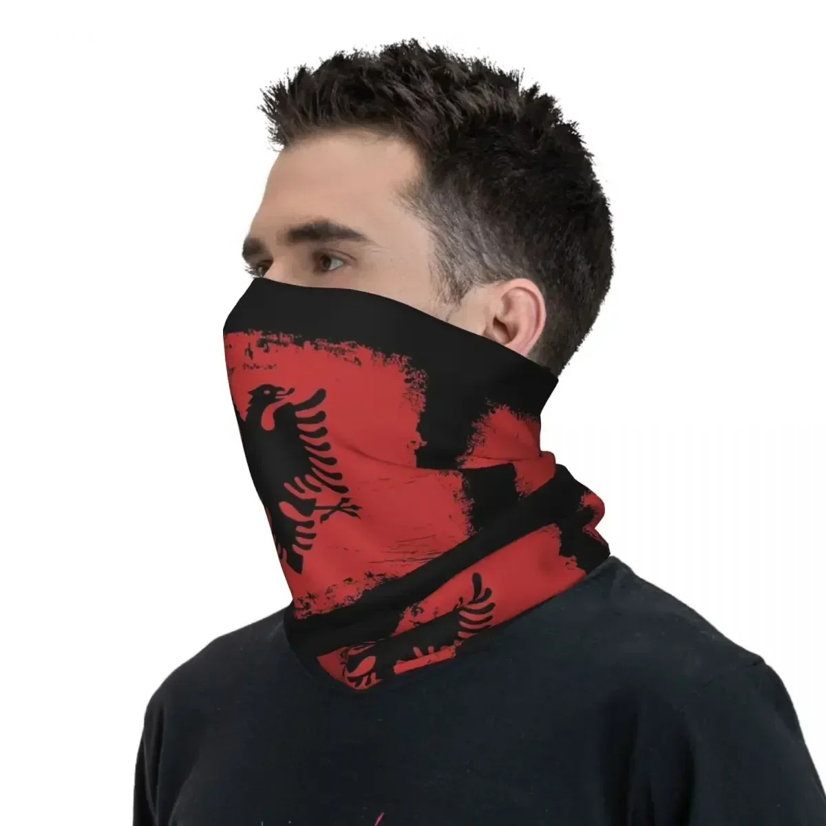 Albanien Flagge Bandana Hals abdeckung gedruckt Wickel maske Schal warme Kopf bedeckung Reiten Unisex Erwachsenen wind dicht