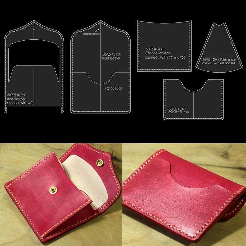 YOMDID 5pcs Wallet Making Template Acrylic Molds DIY Leather Stencils Mini Wallet Handcraft Coin Purse Mold Leather Accessories
