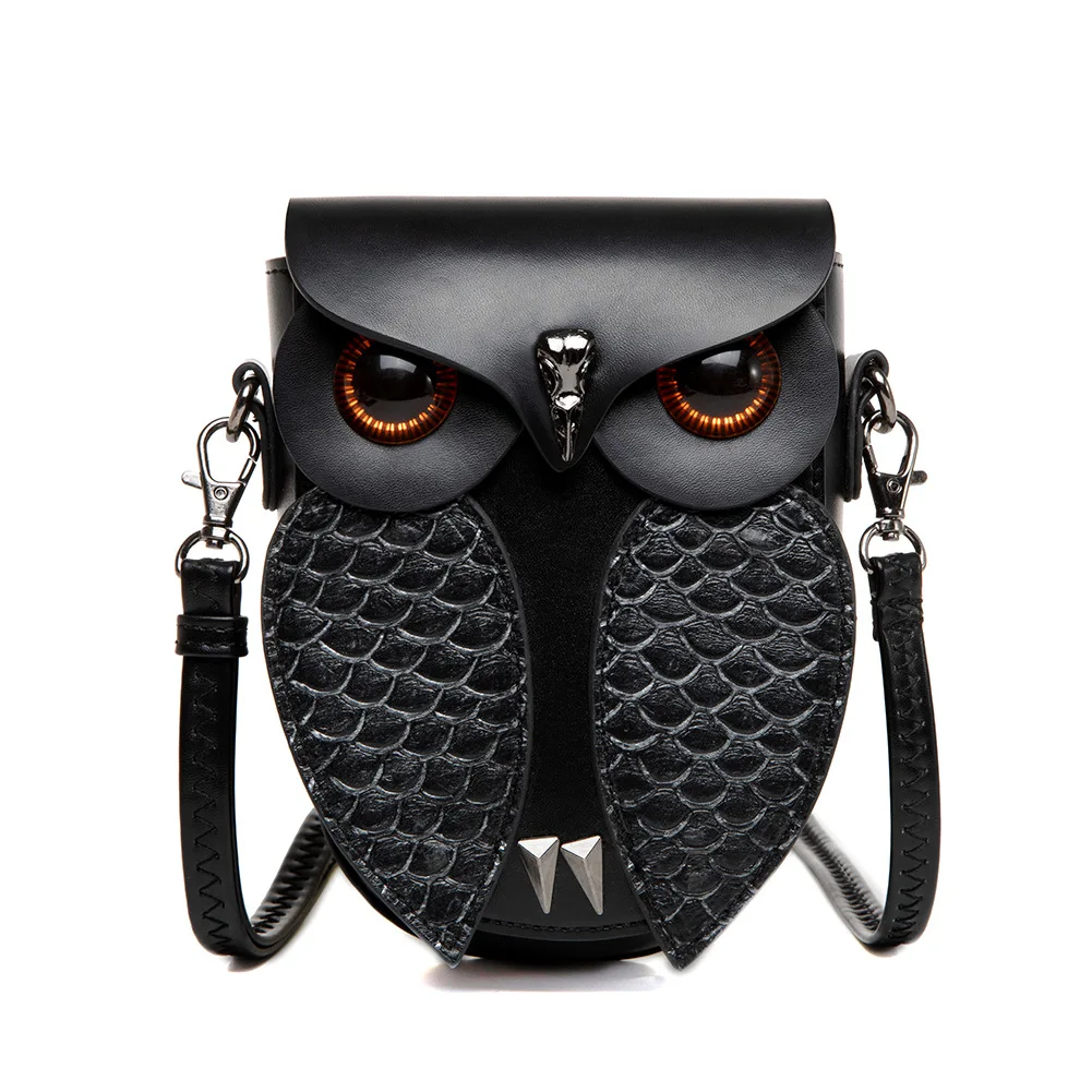

European and American Retro PU Women's Shoulder Bag Steam Punk Owl Diagonal Cross Small Bag Creative Coin Purse