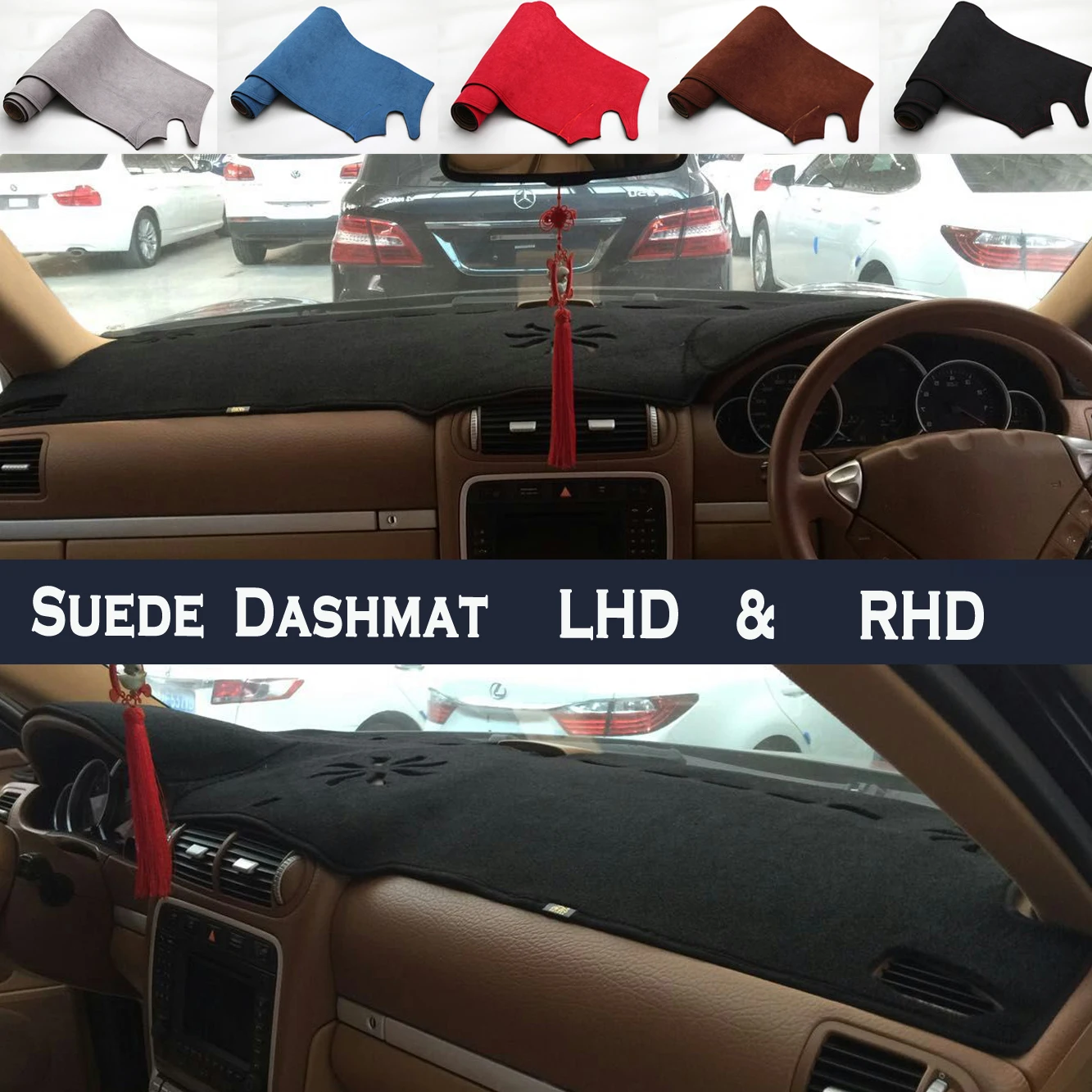 Car Styling Suede Dash Mat Covers Dashmat Dashboard Pad Carpet Accessories For Porsche Cayenne GTS 955 9PA 2003-2010 2004 2006