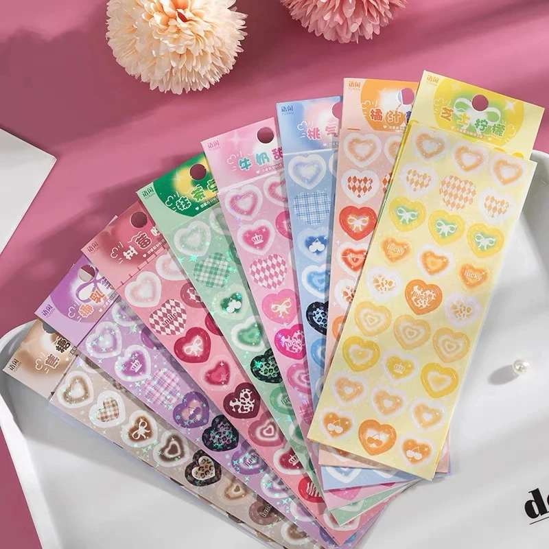 2Pcs Korean Stickers Wholesale Original Heart shaped sticker Ins Style Cute Hand Account with Card Stickers