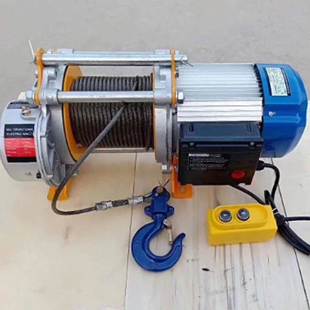 China Factory 750kg Electric Winch With 60m Wire Rope Single Phase 220v New Condition For Retail Industries