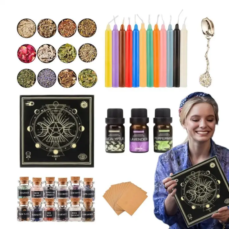 Witch Altar Spell Kit Comprehensive Altar Supplies Witch Supplies Kit Easy-to-Follow Guide Witch Supplies For Family Friends