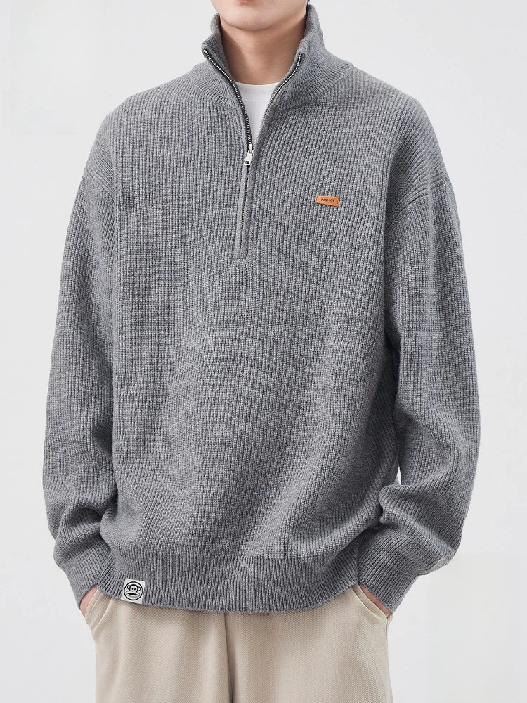 

PaulFrank High Collar Knitted Sweater for Men Spring Autumn New Sle Zipper Trendy Brand Knitwear Soft Comfortable Polyester