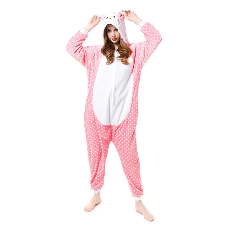 Adult Kigurumi Women Onesies Kawaii Kitty Cat Pajamas For Women Halloween Cosplay Costume Christmas Full Body Pijama Sleepwear