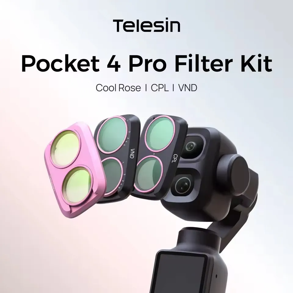 TELESIN CPL VND Cool Rose Magnetyczny Zestaw Filtrów do Obiektywu dla DJI OSMO Pocket 4pro Regulowany Zestaw Ramek Filtrów do Pocket 4P Akcesoria — zdjęcie produktu 4