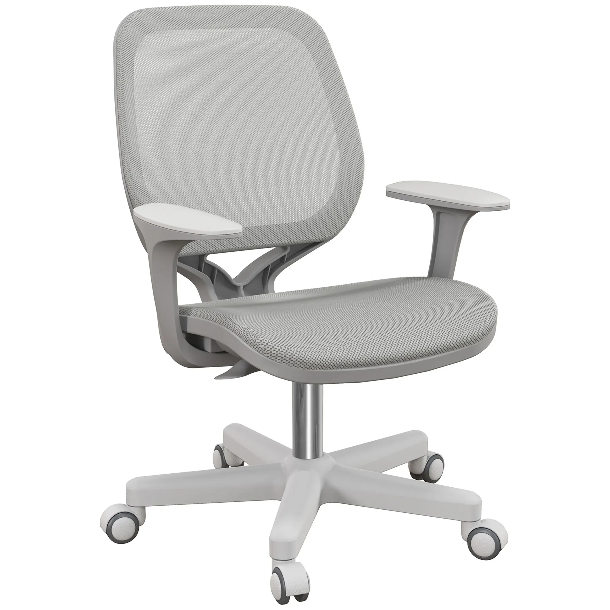 Chaise de bureau gris ergonomique pivotante hauteur ajustable 55x48x82,5 à 94,5cm dossier rembourré confortable