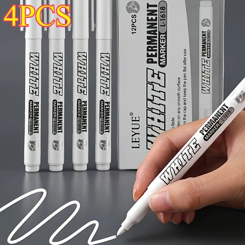 

6pcs Waterproof White Paint Marking Pen | Suitable for DIY, Graffiti, Wood, Glass, Painting, Faux Leather, and Ledger