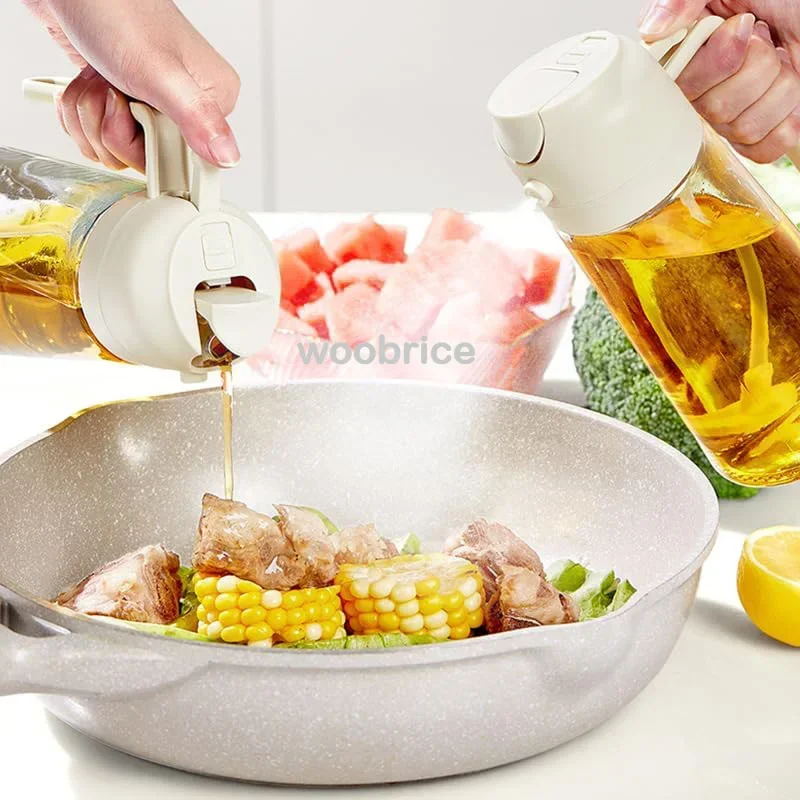 2in1 500ml Plastic Spray Oil Sprayer Bottle Spray Oil Dispenser Oil Jar Cruet BBQ Kitchen Baking Roasting Picnic Kitchen Tool image 3