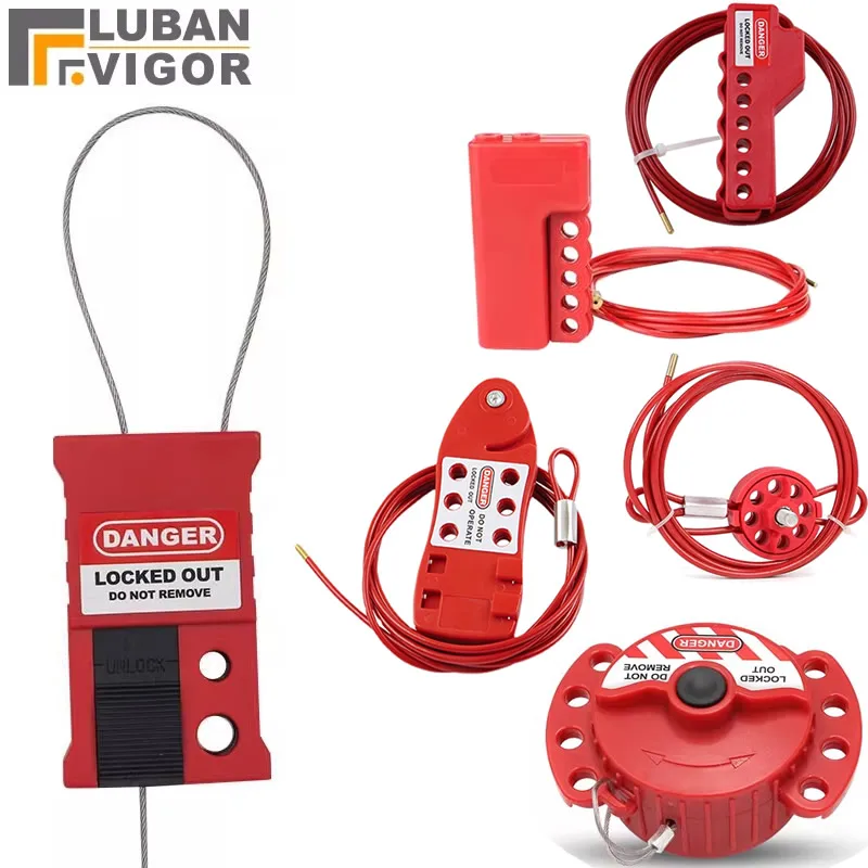 Pull-Tight Lockout Cables Adjustable cable lock insulation Length 2m for Industrial Equipment Energy Locked Out