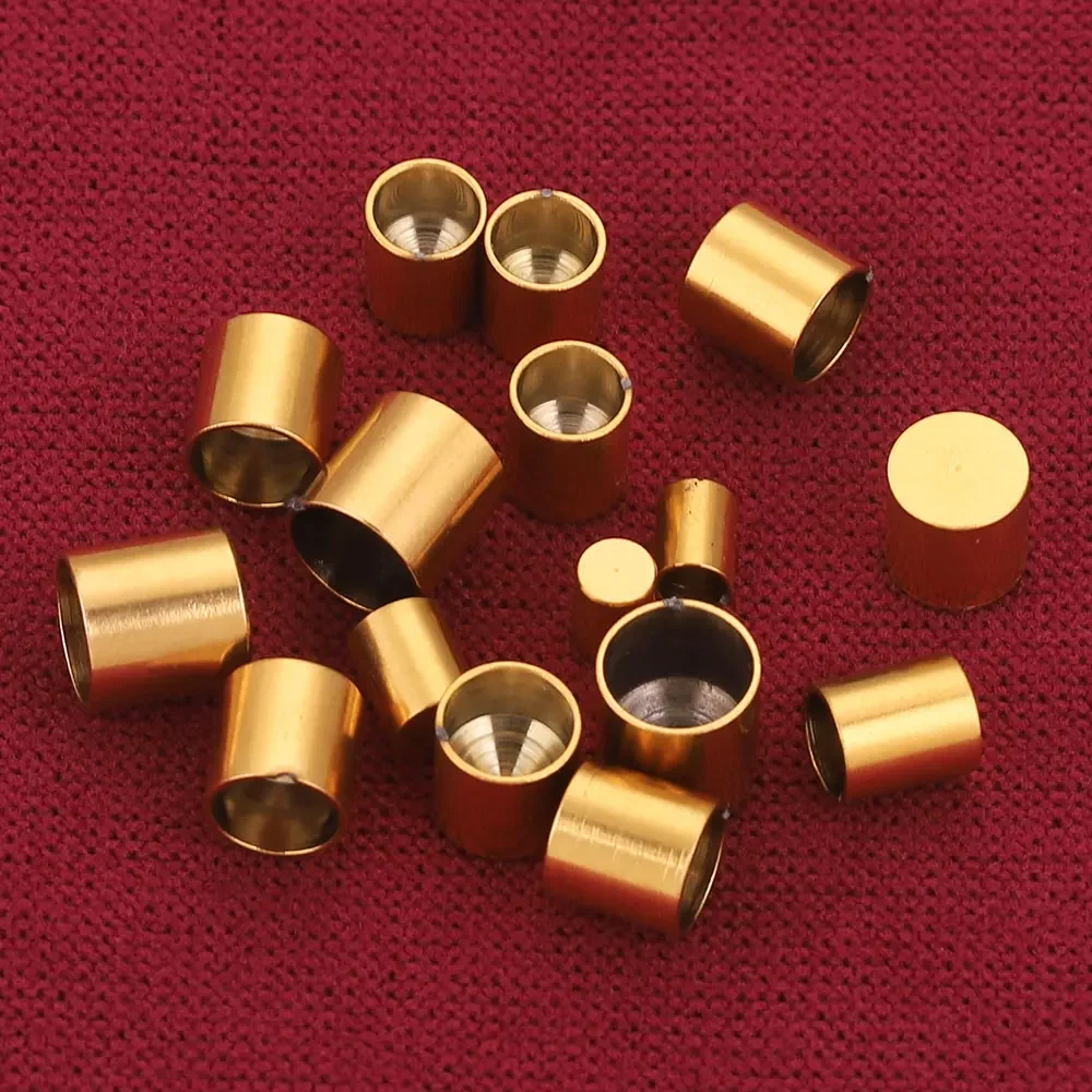 10pcs chiusura con cordino in pelle in acciaio inossidabile tappi terminali con punta a crimpare in oro per connettori per bracciali per collana