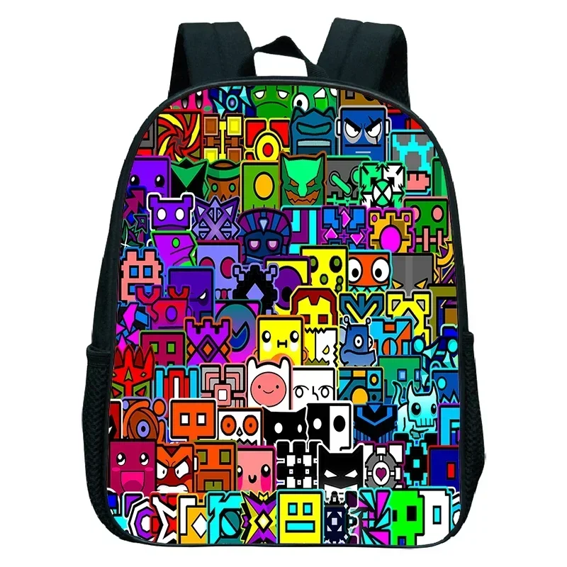 Ransel Taman Kanak-kanak Angry Geometry Dash Ransel Anak Laki-laki Perempuan Tas Buku Kecil Anime Tas Sekolah Kartun Anak-anak Ransel Anak-anak