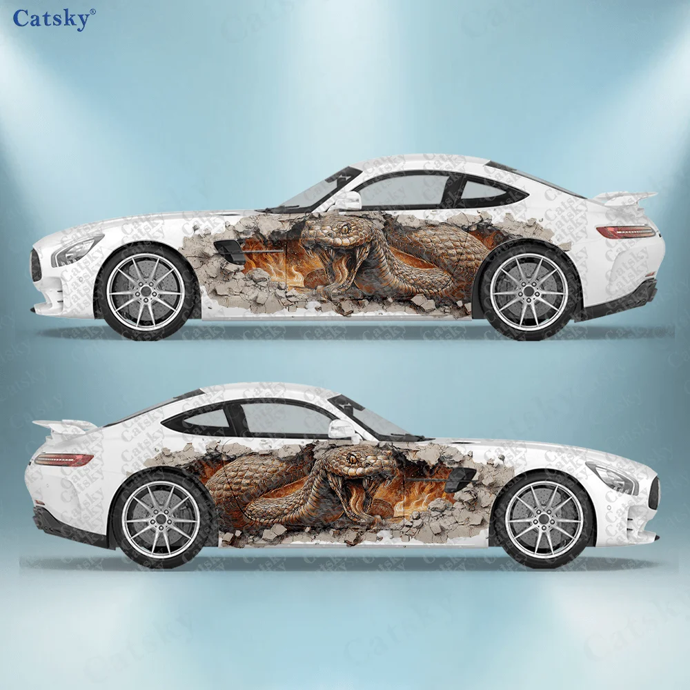 

CATSKY.2pcs.Blazing Rebirth Cracked Serpent Car Side Decals | Self-Adhesive PVC Waterproof & Scratch-Resistant Stickers, Fashion