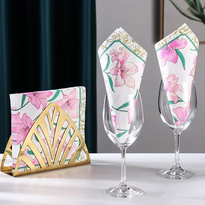 أدوات زنبق زجاجية قابلة للطي ، مناديل ملونة مطبوعة من الدرجة الغذائية ، ورق إعداد طاولات ديكور لفندق الزفاف ، عبوة مناديل 20 ، 33x33cm #2