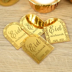 5/10pcs Eid Mubarak Acrylic Cupcake Toppers Islamic Muslim Party Gold Mirror Cake Decoration 2024 Ramadan Kareem Baking Tools