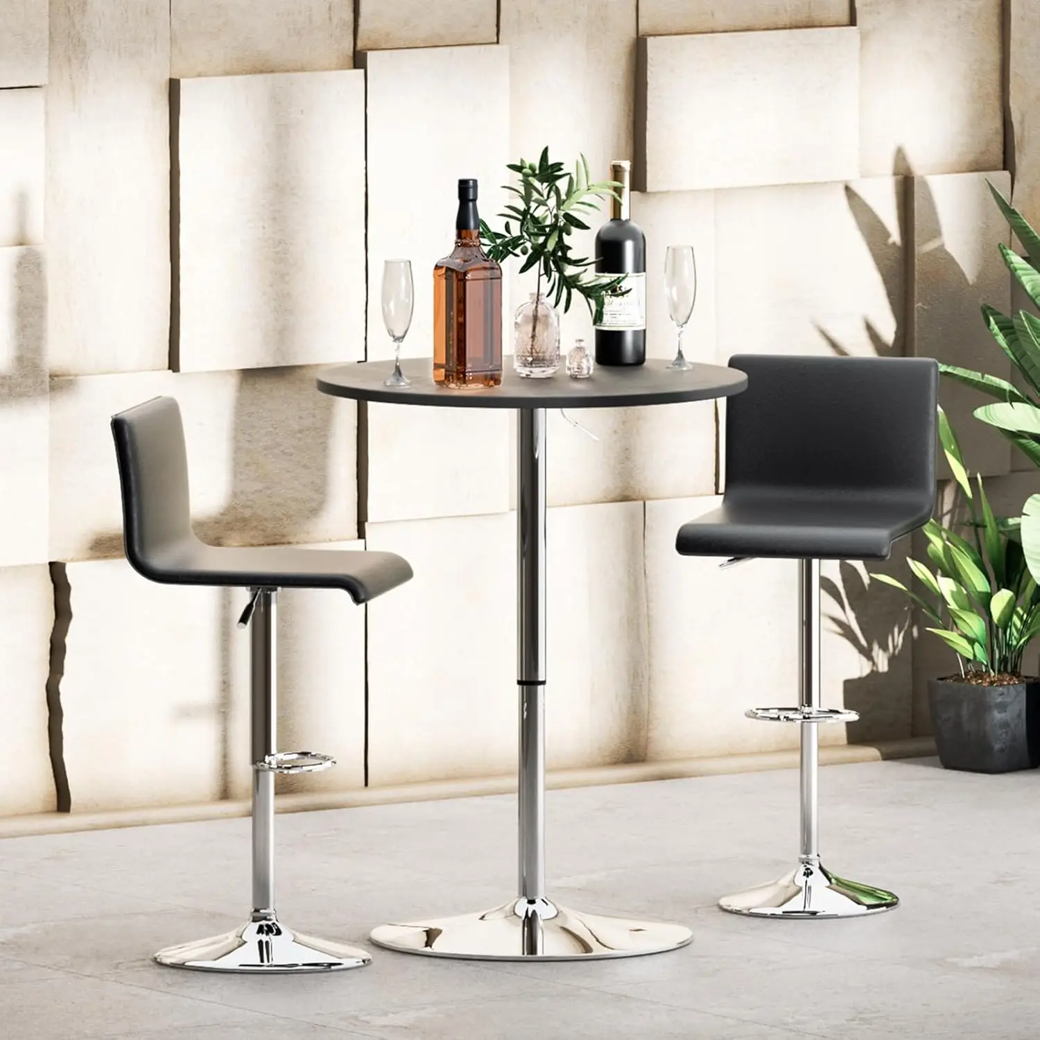 Bistro Pub Table Round Bar 27.5"- 36" Height-Adjustable Cocktail Table with 23.5 Inch Table Top for Dining Room Home Kitchen Pat