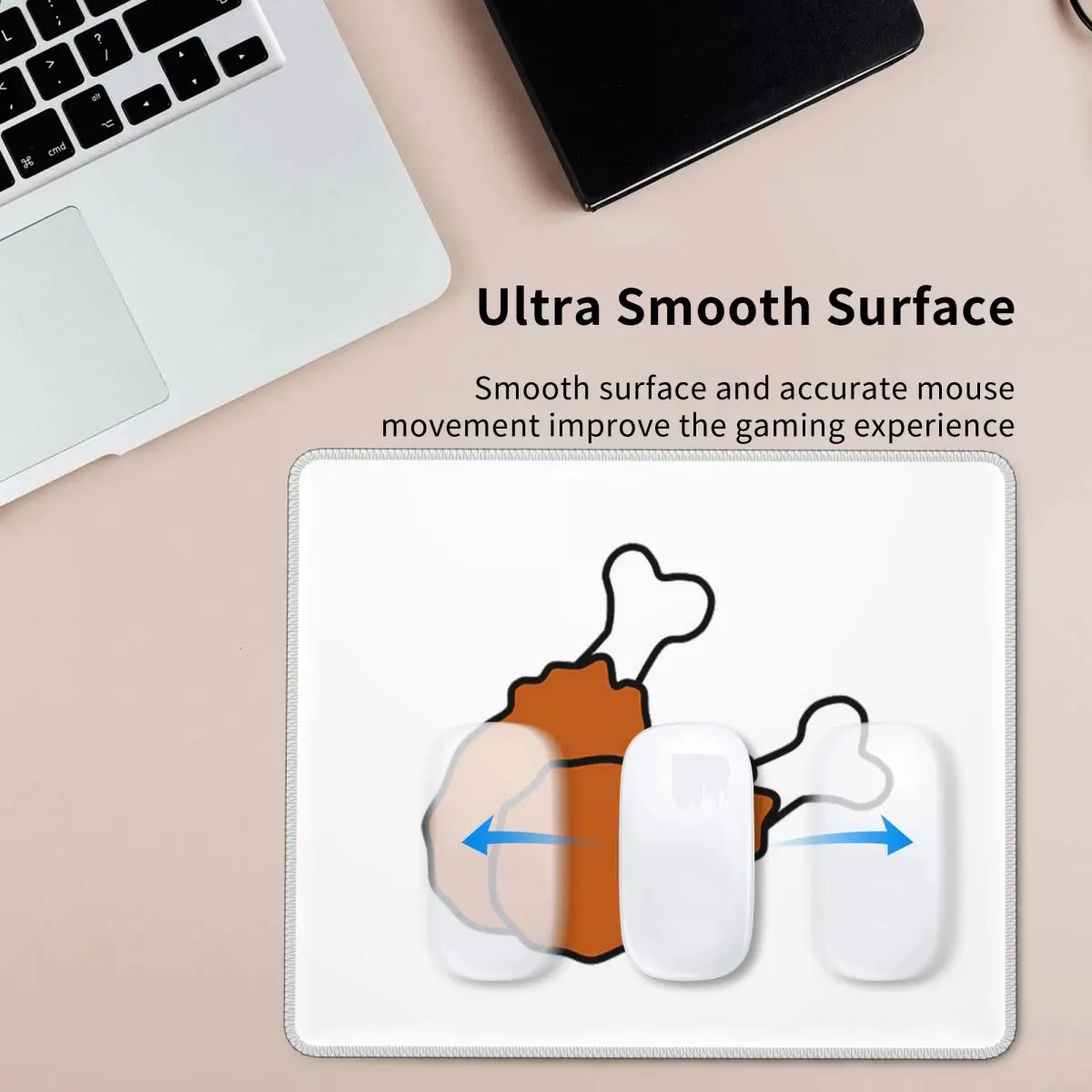 แผ่นรองเมาส์รูปขาไก่ทอดน่ารัก แผ่นรองเมาส์สำหรับคอมพิวเตอร์ แผ่นรองเมาส์สำหรับเล่นเกม แผ่นรองโต๊ะสำหรับคอมพิวเตอร์ อุปกรณ์สำนักงาน แผ่นรองโต๊ะ