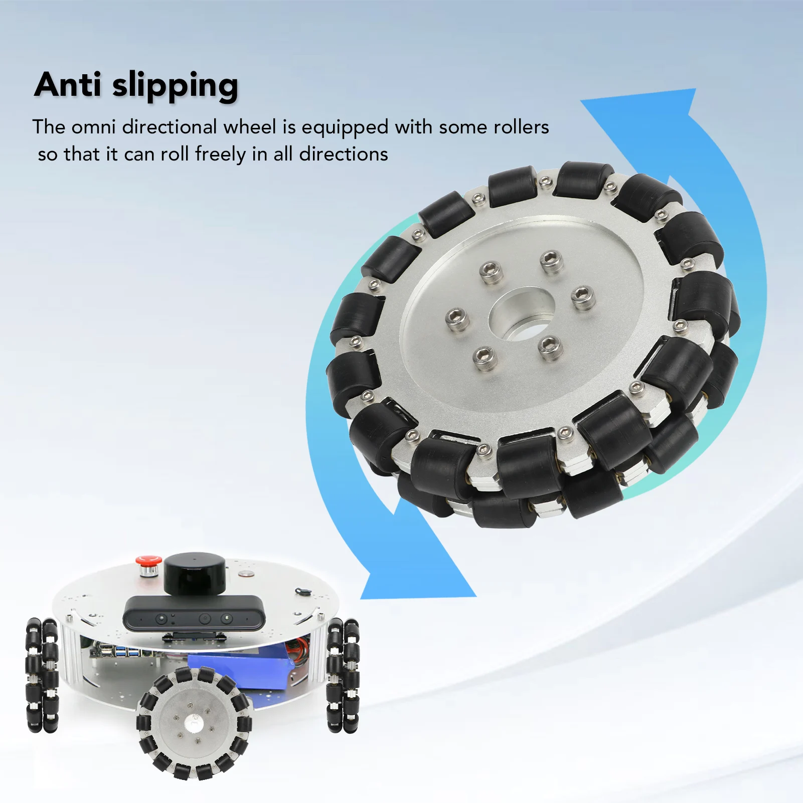 

Omni Wheel Aluminum Alloy Anti Slipping 360 Degree Rotation Double Row Omni Directional Wheel Strong Load Capacity for Upgrade