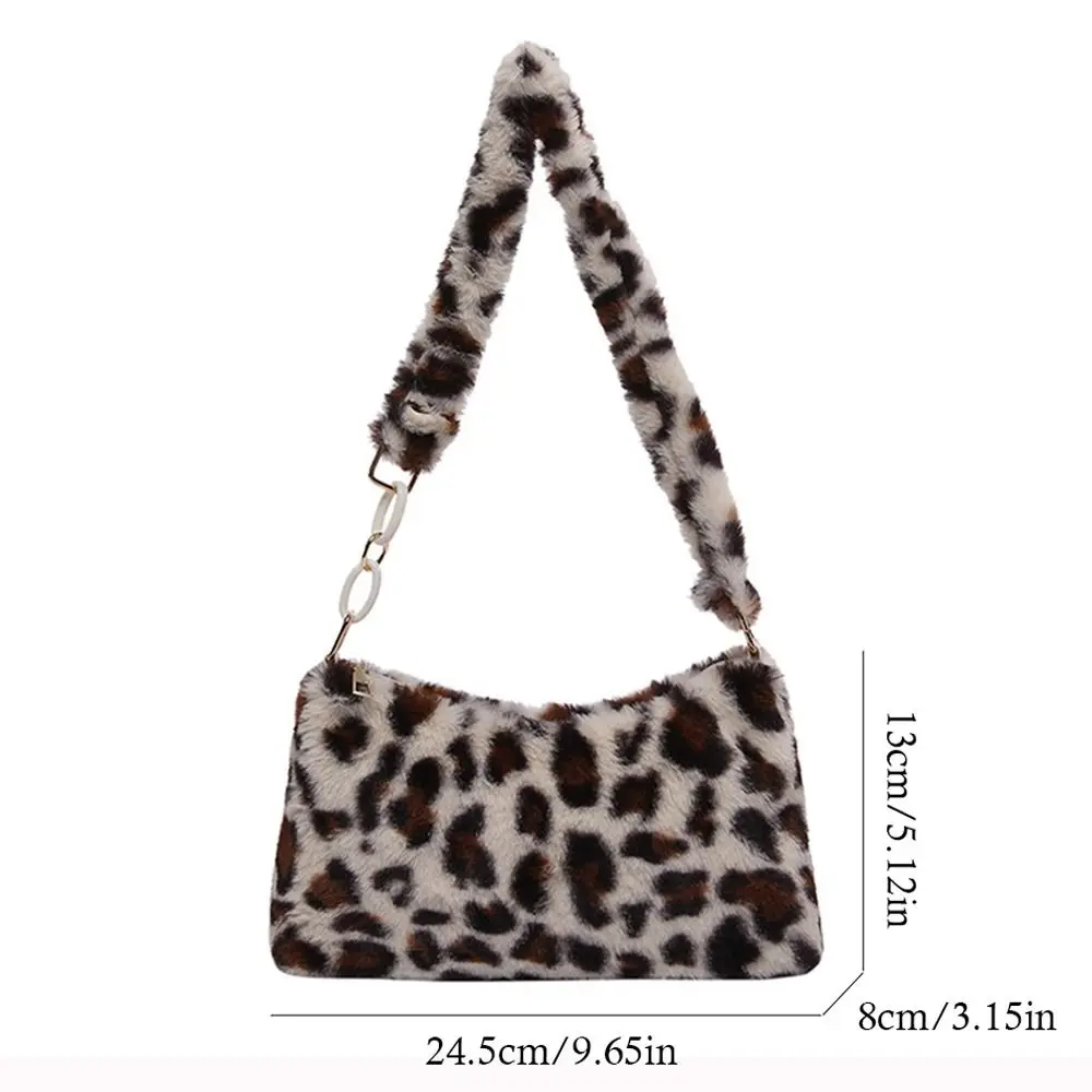 Bolsas de ombro retrô de grande capacidade com estampa de leopardo bolsas de pelúcia bolsas inchadas para mulheres e meninas