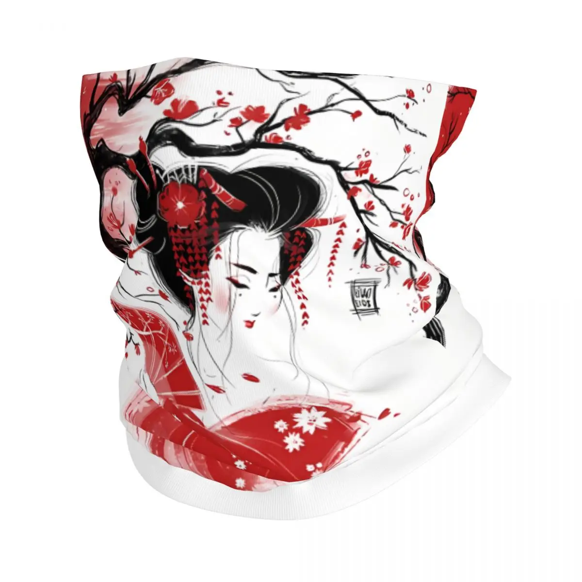 Japanese Geisha Scarf Neckerchief Neck Face Mask Polyester