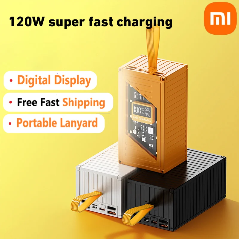 Xiaomi 100000mAh High Capacity Mechanical Power Bank 120WPD20W Fast Charging External Battery With 4 USB Portable for iPhone New