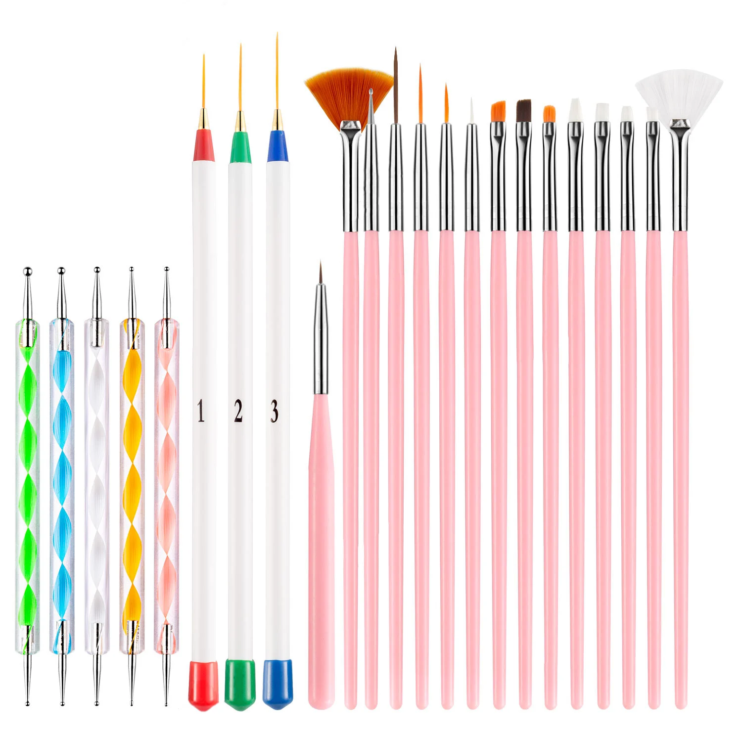 23 قطعة مجموعة فرش تزيين الأظافر بطانة التنقيط أدوات التفاصيل الدقيقة لتصميم مانيكير وفن الأظافر بنفسك للنصائح الفرنسية طلاء الأظافر #1