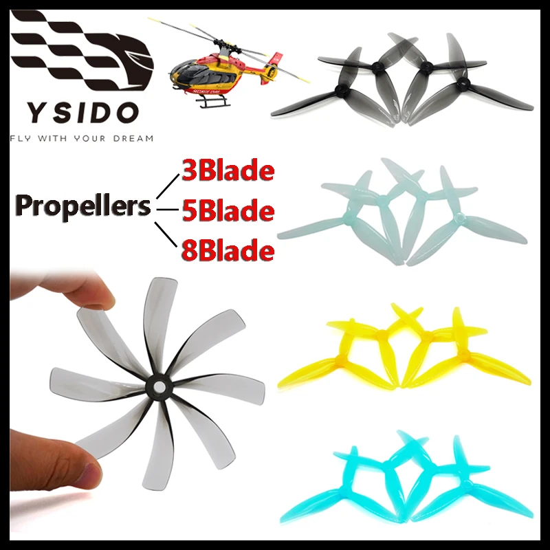 ใบพัด YSIDO 3/5/8 ใบพัด แบบ CW CCW เสียงเบา สีสันสดใส สำหรับโดรนแข่ง RC FPV เครื่องบินบังคับวิทยุ ควอดคอปเตอร์ อะไหล่ DIY อัพเกรด