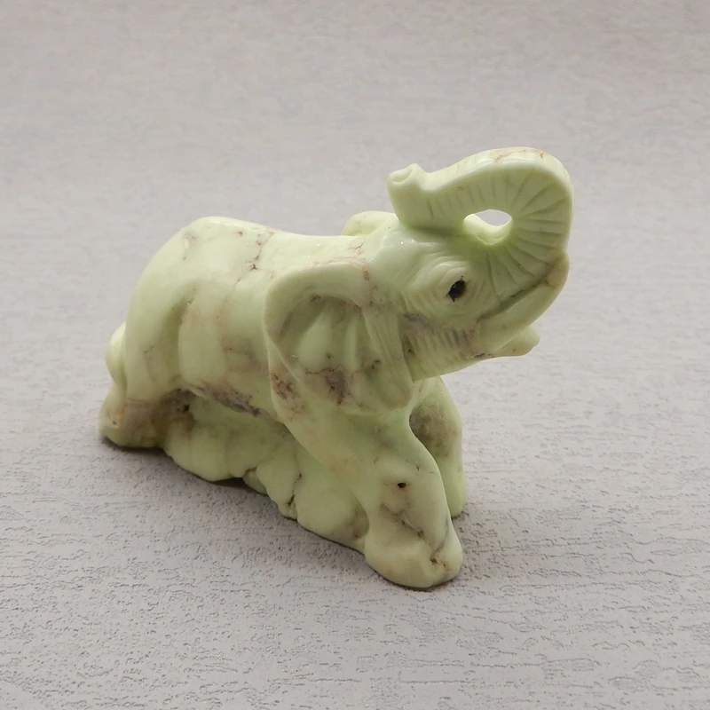 Natural Stone Lemon Jade Carving Animal Elephant Ornaments For Decoration Gemstones Jewelry 63x52x25mm 91g