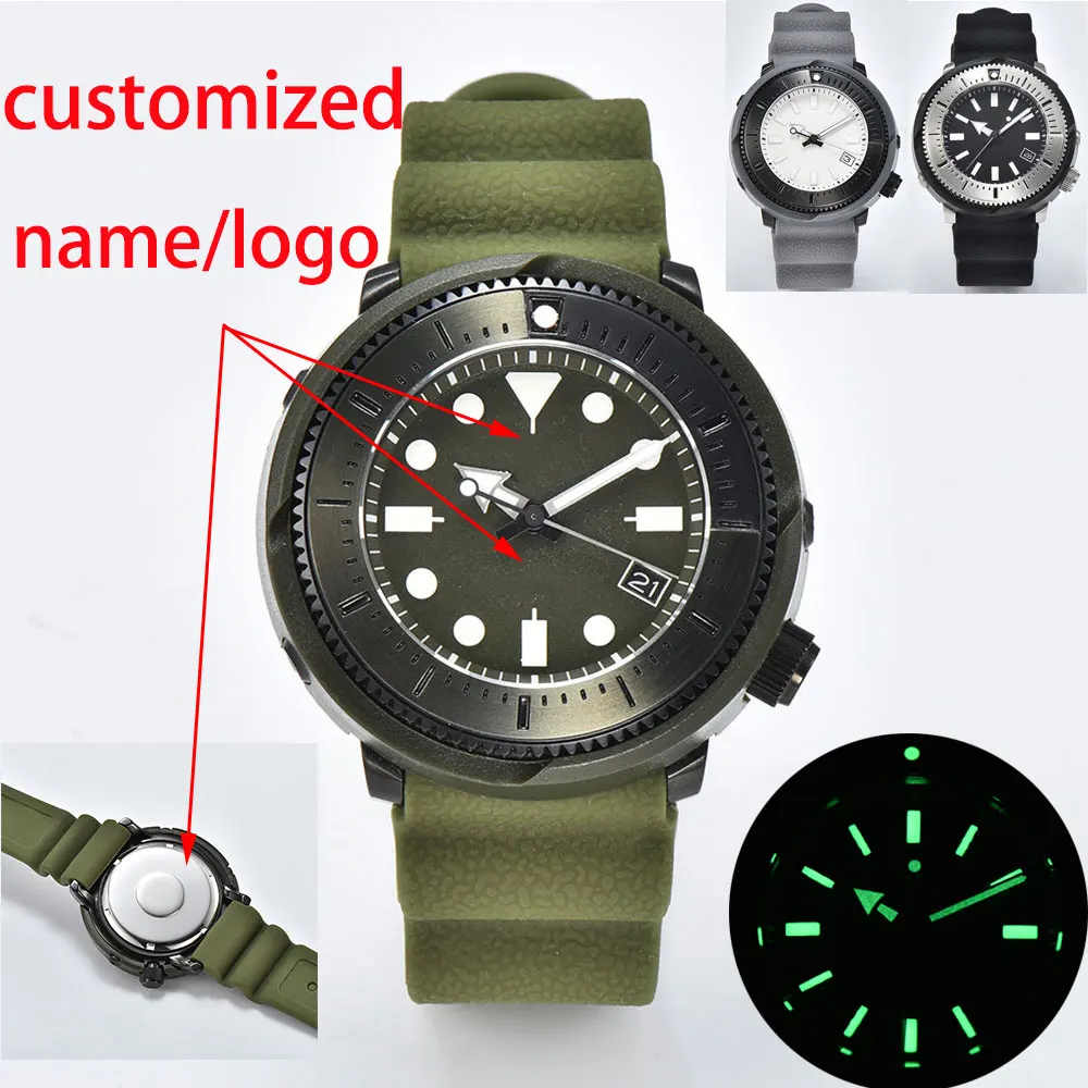 45mm Canned Tuna Men\'s Watch Night Glow NH35 Movement 29.5mm Mod Sterile Dial Stainless Steel Waterproof Sapphire Glass Watch