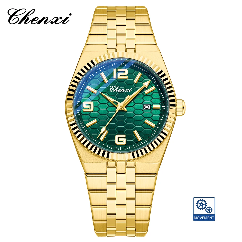 

CHENXI брендовые мужские механические часы, классические золотые модные деловые стильные часы с дисплеем даты, светящиеся водонепроницаемые мужские часы