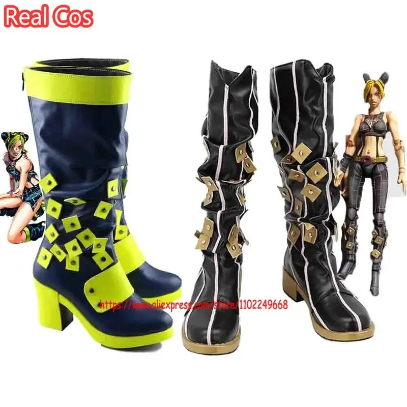 

RealCos аниме JoJo's Bizarre Adventure Jolyne Cujoh Kujo обувь для косплея Хэллоуин вечерние высокие сапоги на каблуке для женщин и мужчин новинка