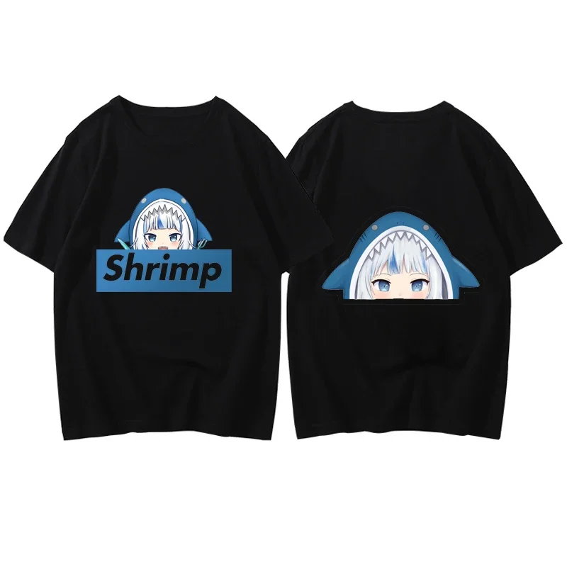 

Vtuber Gawr Gura Shrimp Kawaii Graphic Printed Unisex Tshirt Hot Sale Summer Casual Fashion Man T-shirt Streetwear Women T Shirt