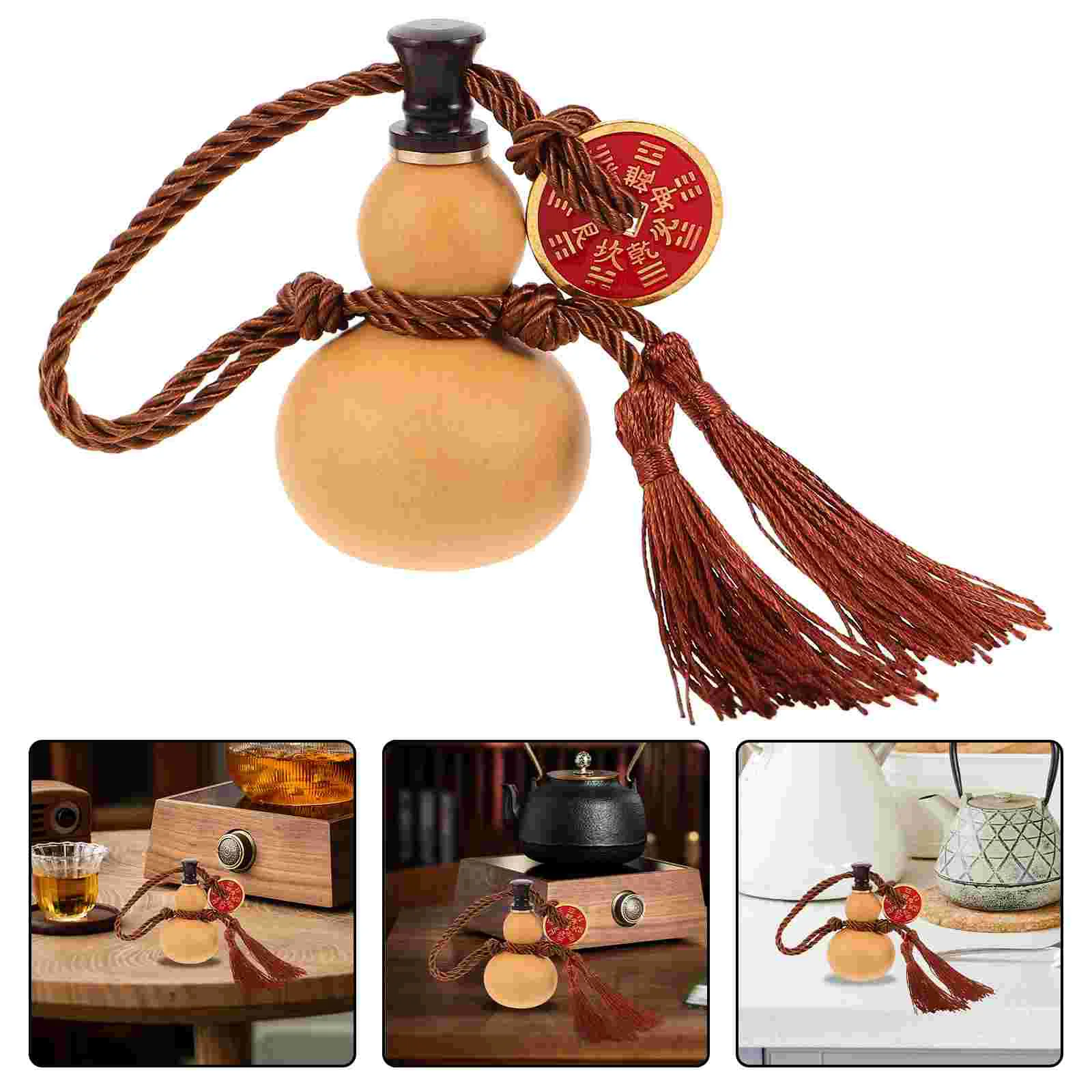 

Decorations Hulu Wenwan Chinese Good Figurine Gourd Bottle Small Keychain Knot Beige Luck