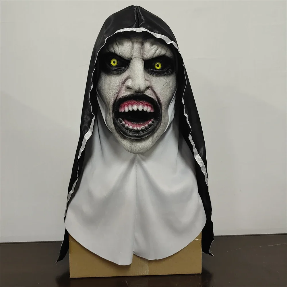 Horror Scary The Nun Latex Mask With Turban Valak Cosplay Halloween Costume Face Masques Prank Prop Headgear Christmas Gifts