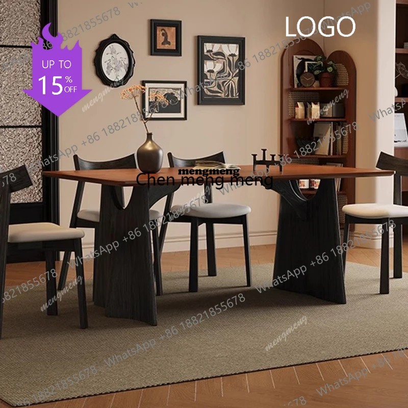 

Французский ретро-стол из массива дерева, современный минималистичный прямоугольный обеденный стол, длинный стол для столовой, мебель для дома и гостиной