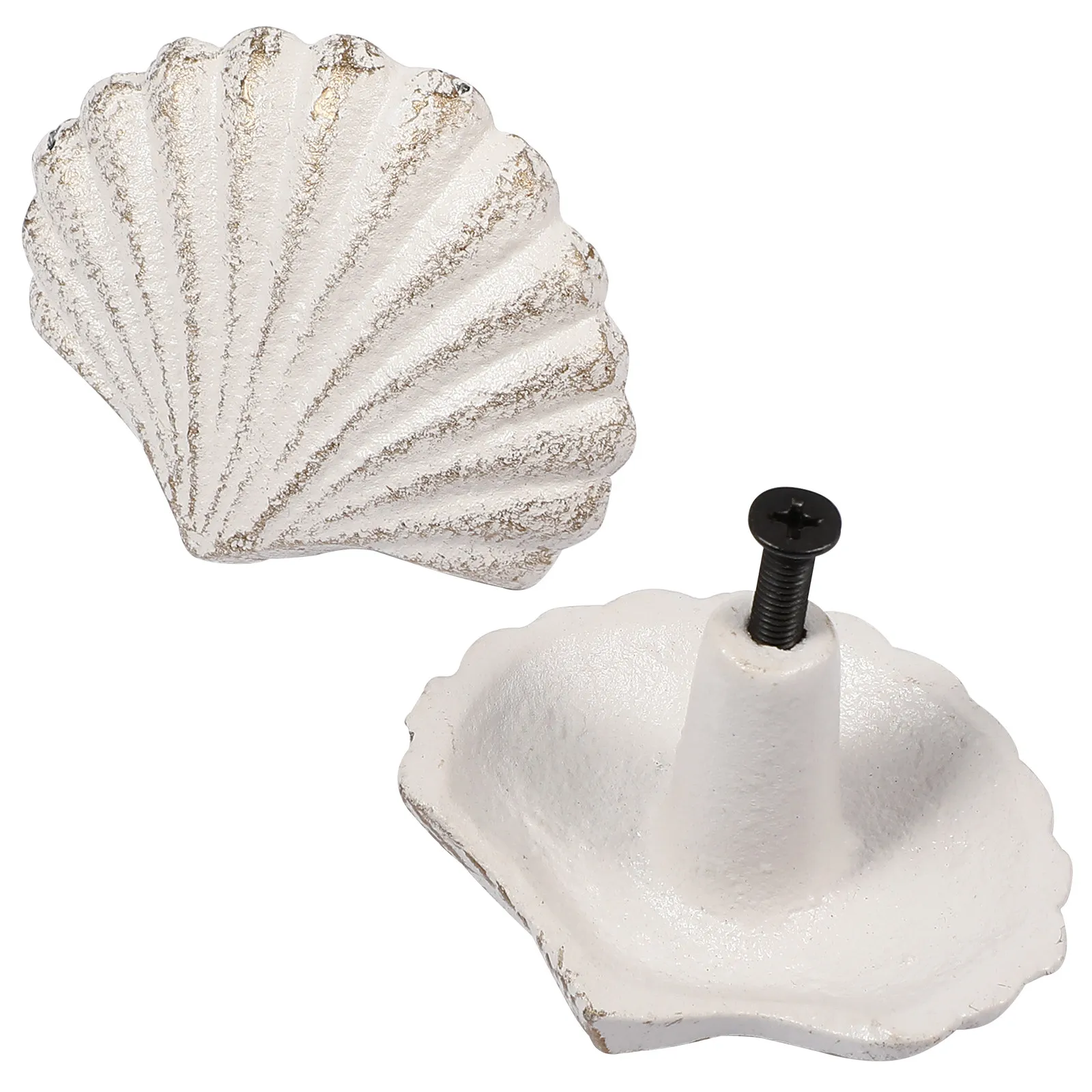 

2 шт. Ретро-ручки для шкафов в виде морских ракушек, декоративные ручки для комодов и ящиков, для мебели в спальне, детской комнате, в пляжном стиле