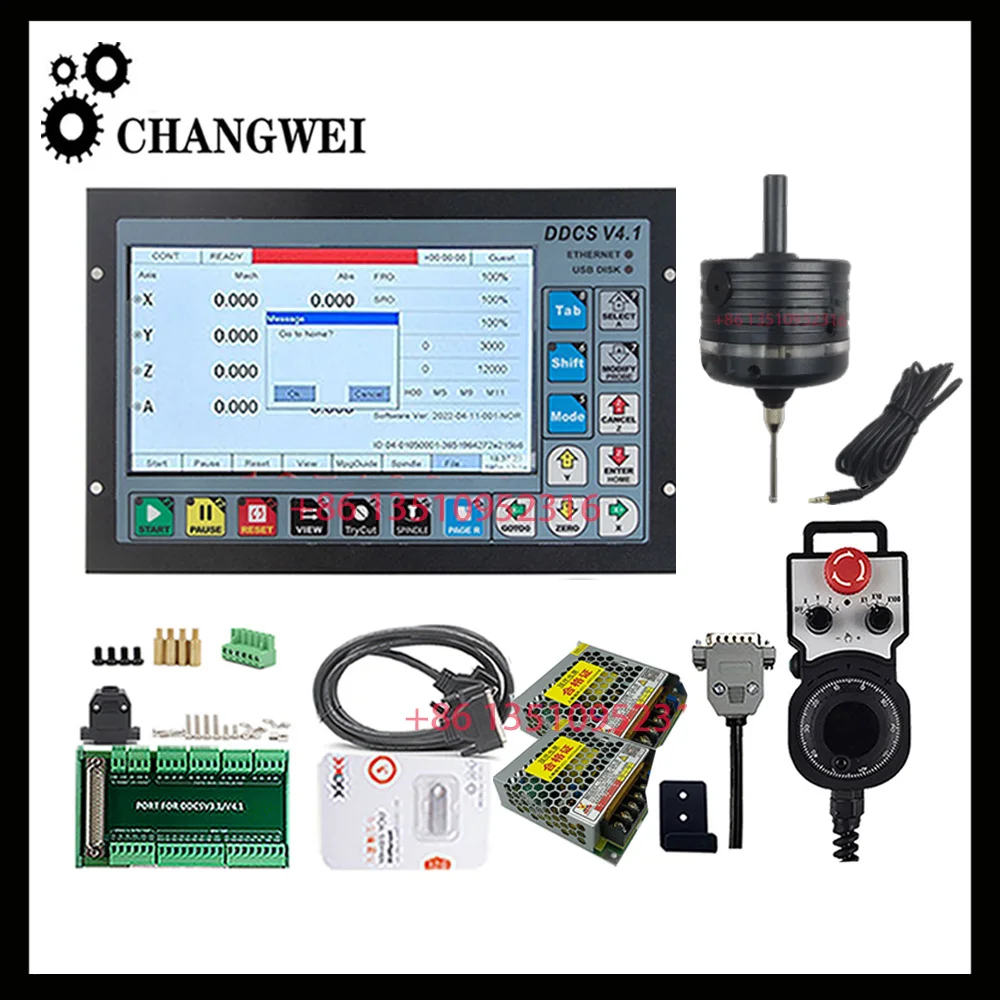 The latest DDCSV4.1 3/4 axis G-code CNC offline controller kit supports MPG handwheel 3D edge finder 75W24V power supply