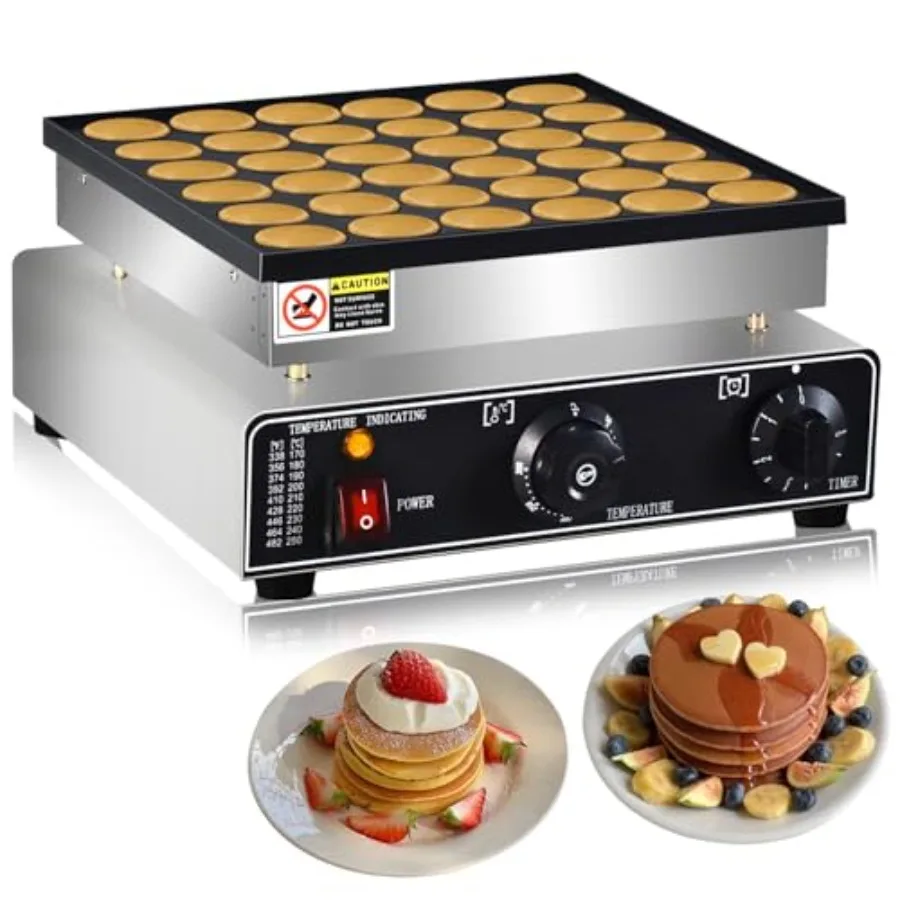 

110V Commercial Mini Dutch Pancake Maker 36PCS Stainless Steel Non-Stick Poffertjes Grill for Breakfast Snacks Desserts in Rest