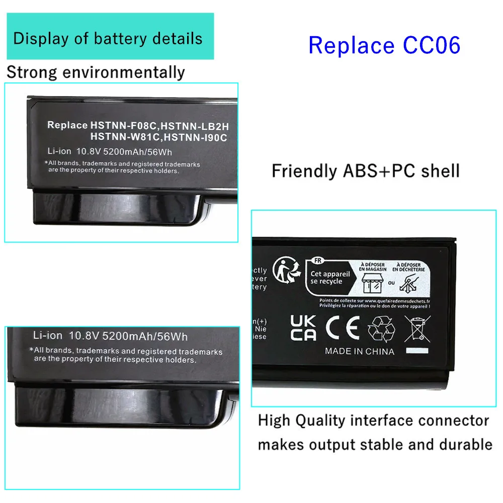 HSTNN-OB2G CC06 Laptop Battery For HP ProBook 6360b 6460b 6465b HSTNN-OB2H HSTNN-OB2N 6470b 6475b 6560b HSTNN-W81C 6565b 6570b
