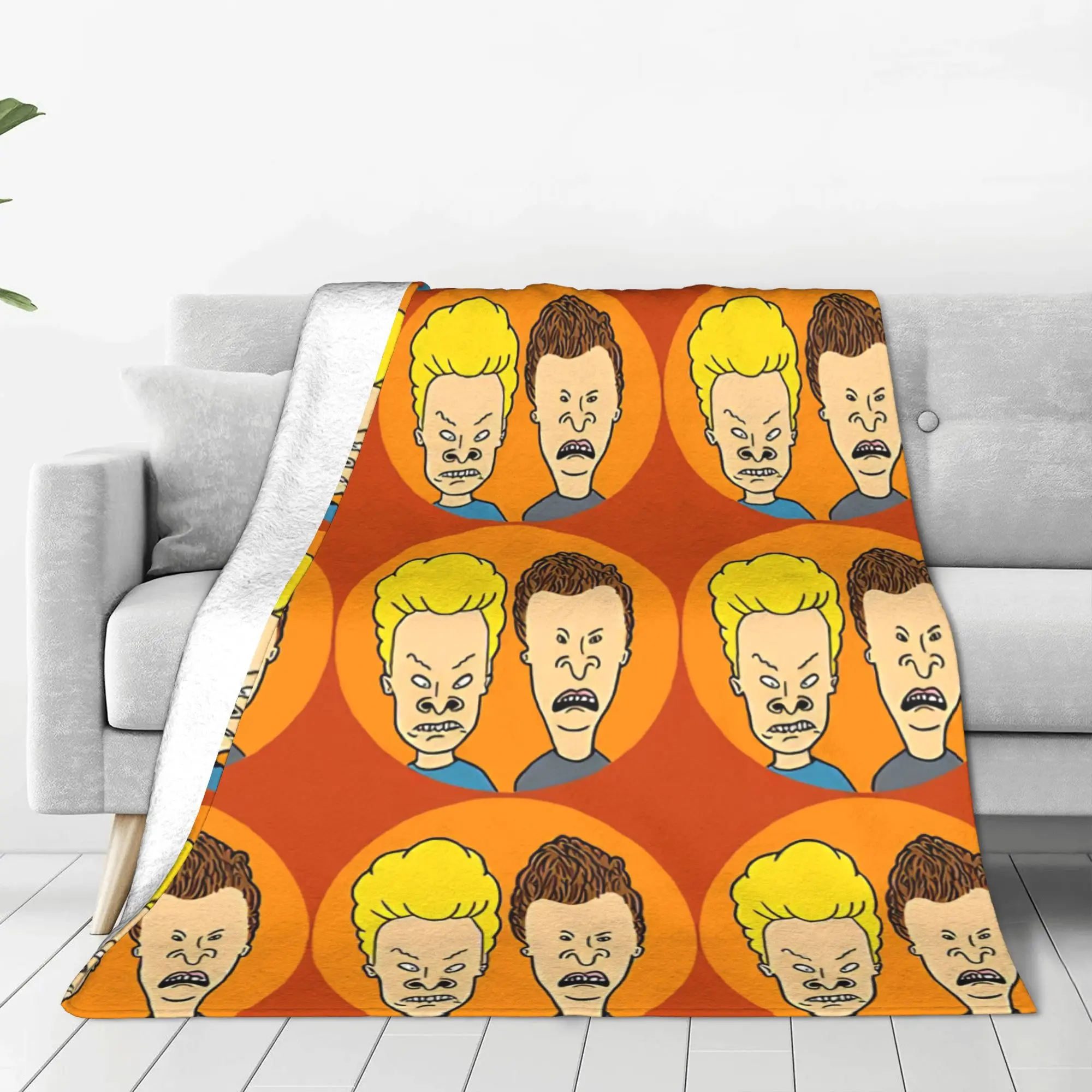 1PC Vintage Animation Beavis and Butt Head Home Room Decorations Winter Blankets For Adults Bedding Home Interior Sofa Knee