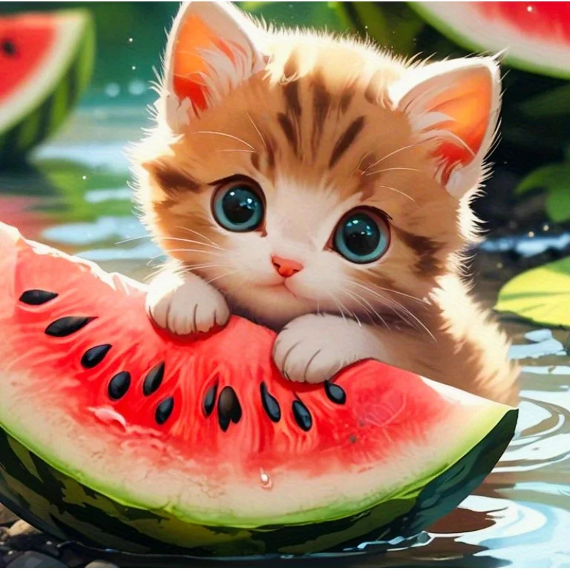 

Cat 5D diamond painting set-for adults and beginners, round diamond embroidery art, DIY handmade home wall decoration.