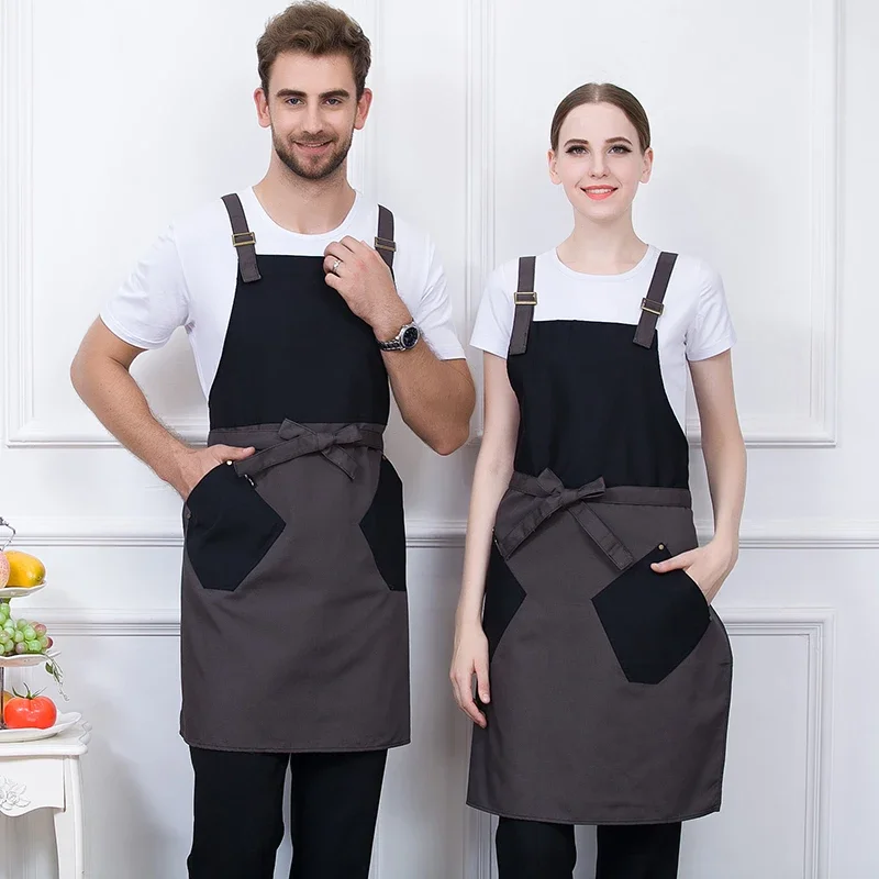 Delantal Personlaized Kitchen Apron Custom Logo Design For Restaurant Chef Cooking Grill Apron Baking Clothes With Pockets